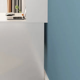 White Wood Cable Exterior Shelf Sled Computer Desk Image - 11