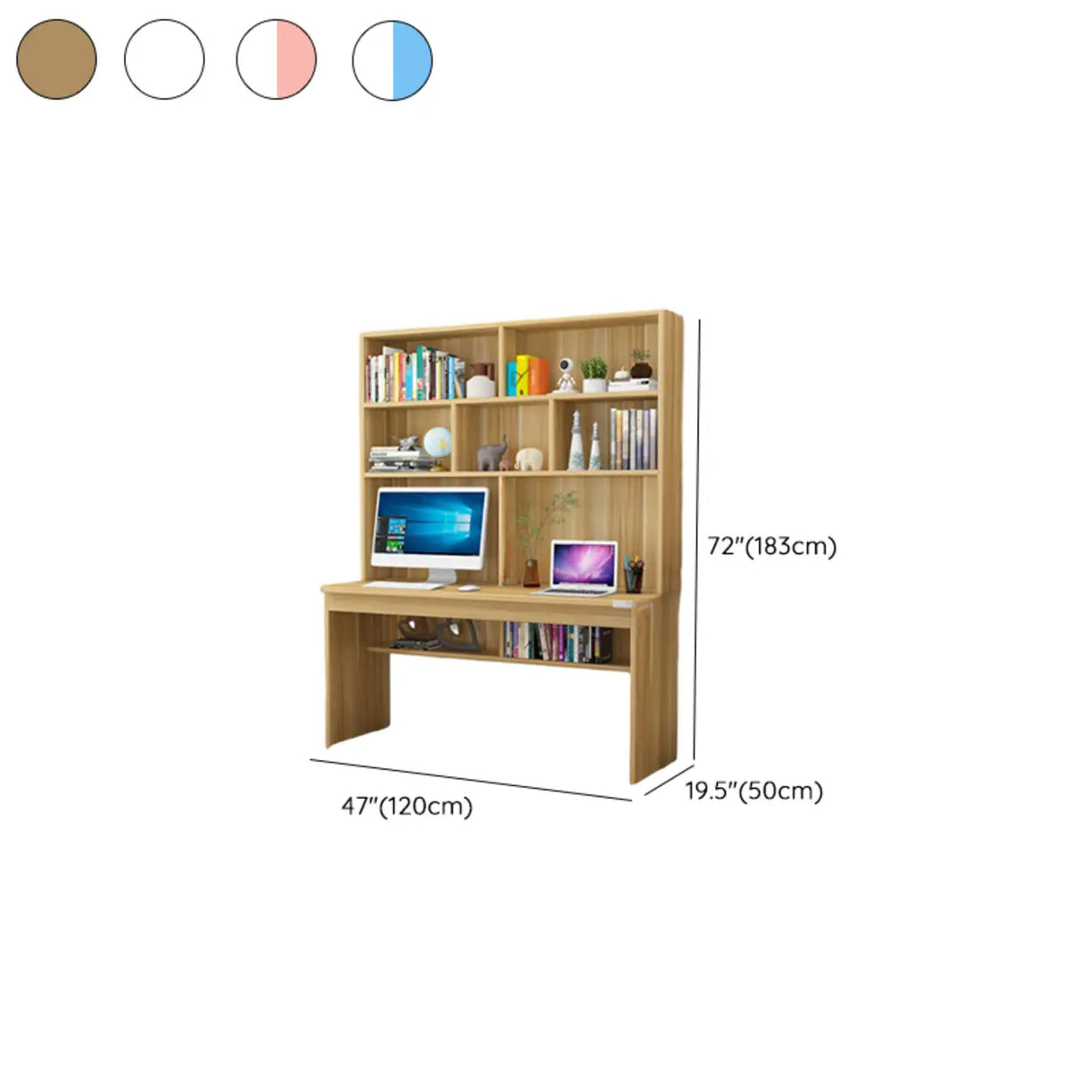 White Wood Cable Exterior Shelf Sled Computer Desk Image - 20