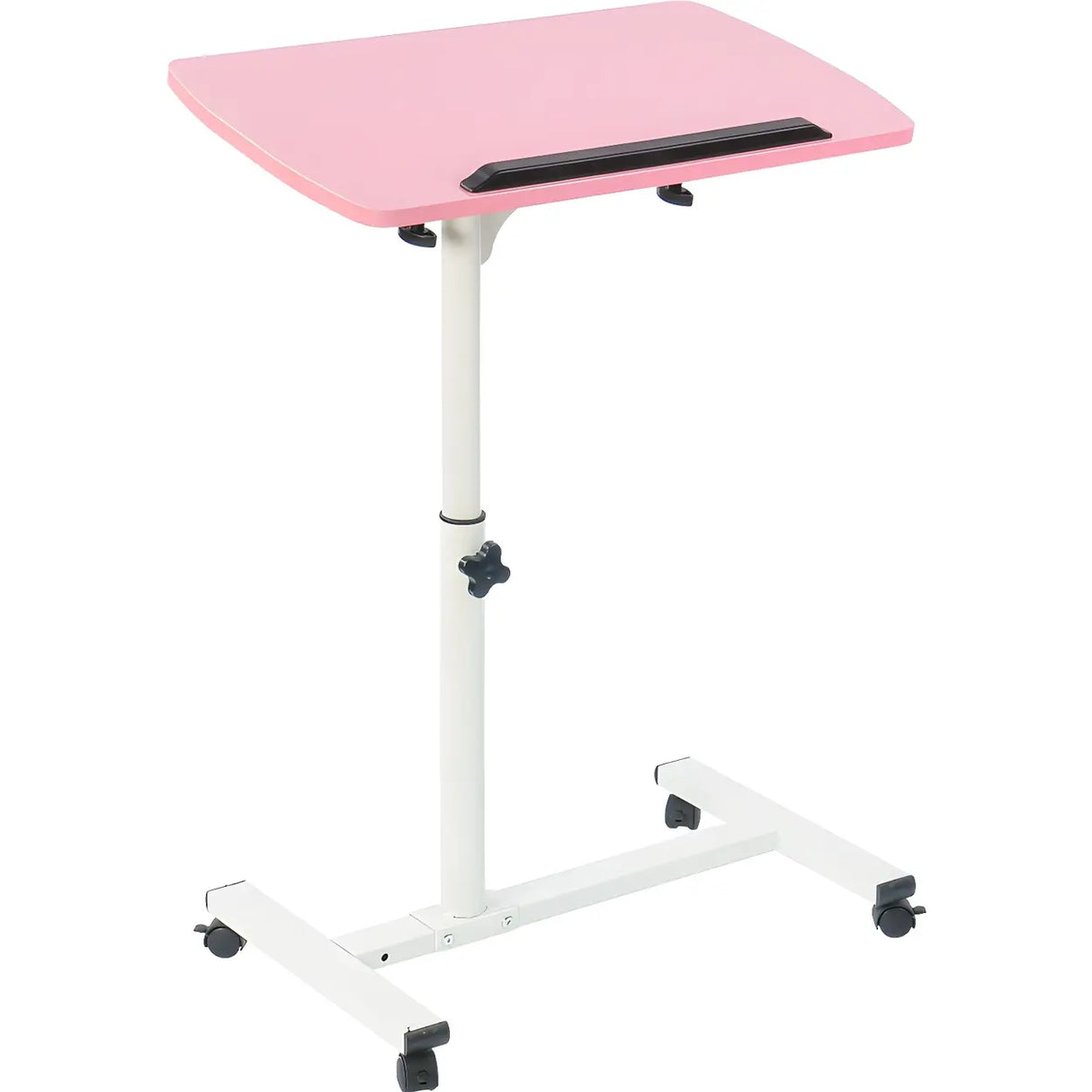 White Wood Casters Narrow Small T-Shape Standing Desk Image - 8