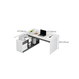 White Wood Drawers Cable Management Writing Desk Image - 13