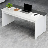 White Wood Drawers Cable Management Writing Desk Image - 2