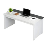 White Wood Drawers Cable Management Writing Desk Image - 8