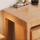 White Wood Drawers Rectangle Butcher Block Writing Desk Image - 9