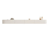 White Wood Drawers Rectangle Floating Mount TV Stand Image - 6