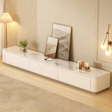 White Wood Drawers TV Stand with Cable Management Image - 7