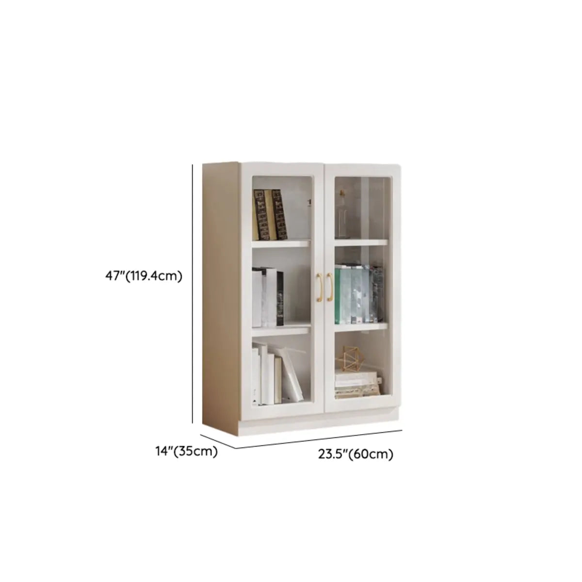 White Wood Living Room Standard Storage Display Cabinet 