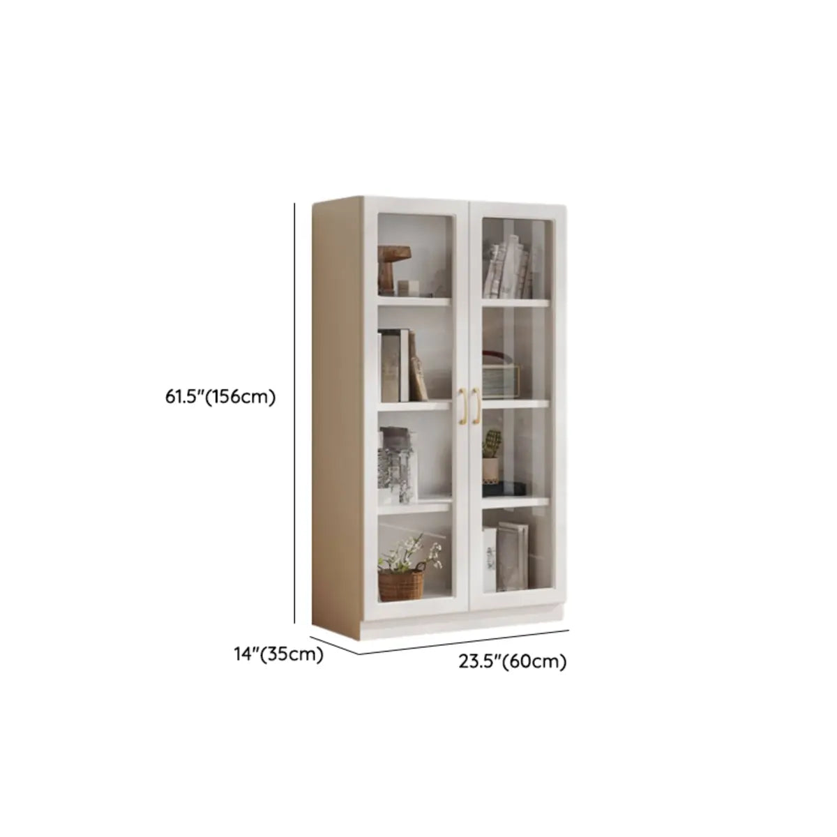 White Wood Living Room Standard Storage Display Cabinet Image - 17