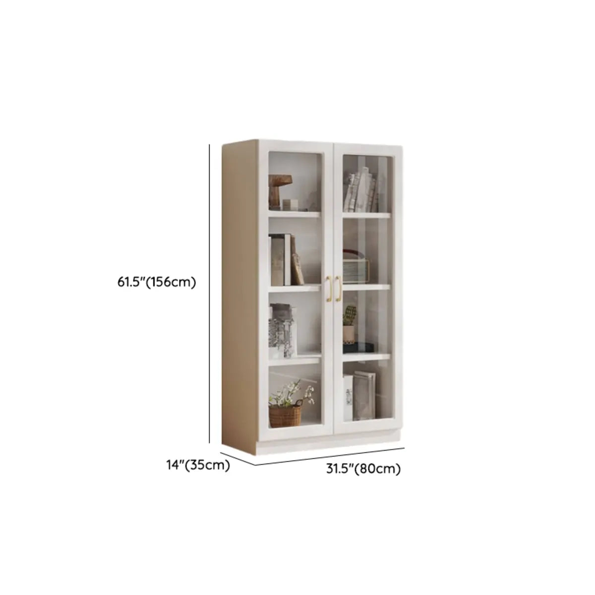 White Wood Living Room Standard Storage Display Cabinet Image - 18