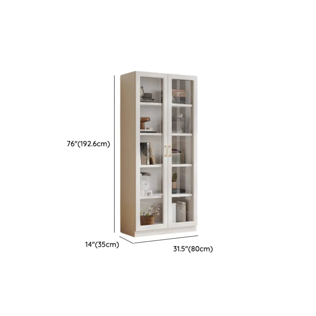 White Wood Living Room Standard Storage Display Cabinet Image - 20