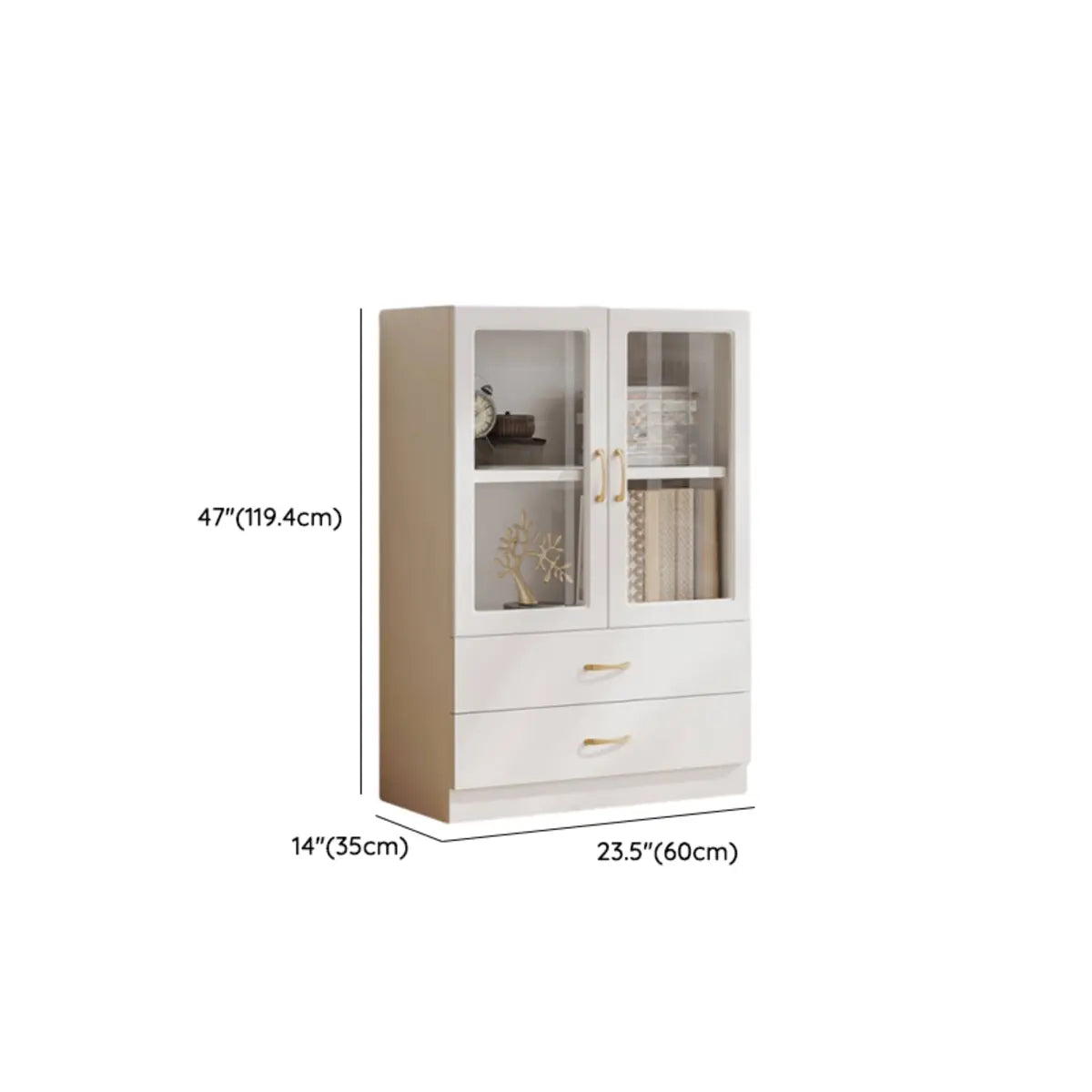 White Wood Living Room Standard Storage Display Cabinet Image - 21