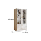 White Wood Living Room Standard Storage Display Cabinet Image - 23