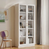 White Wood Living Room Standard Storage Display Cabinet Image - 5