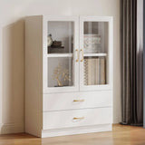 White Wood Living Room Standard Storage Display Cabinet Image - 7