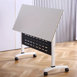 White Wood Movable Folding Exterior Shelf Computer Desk Image - 11