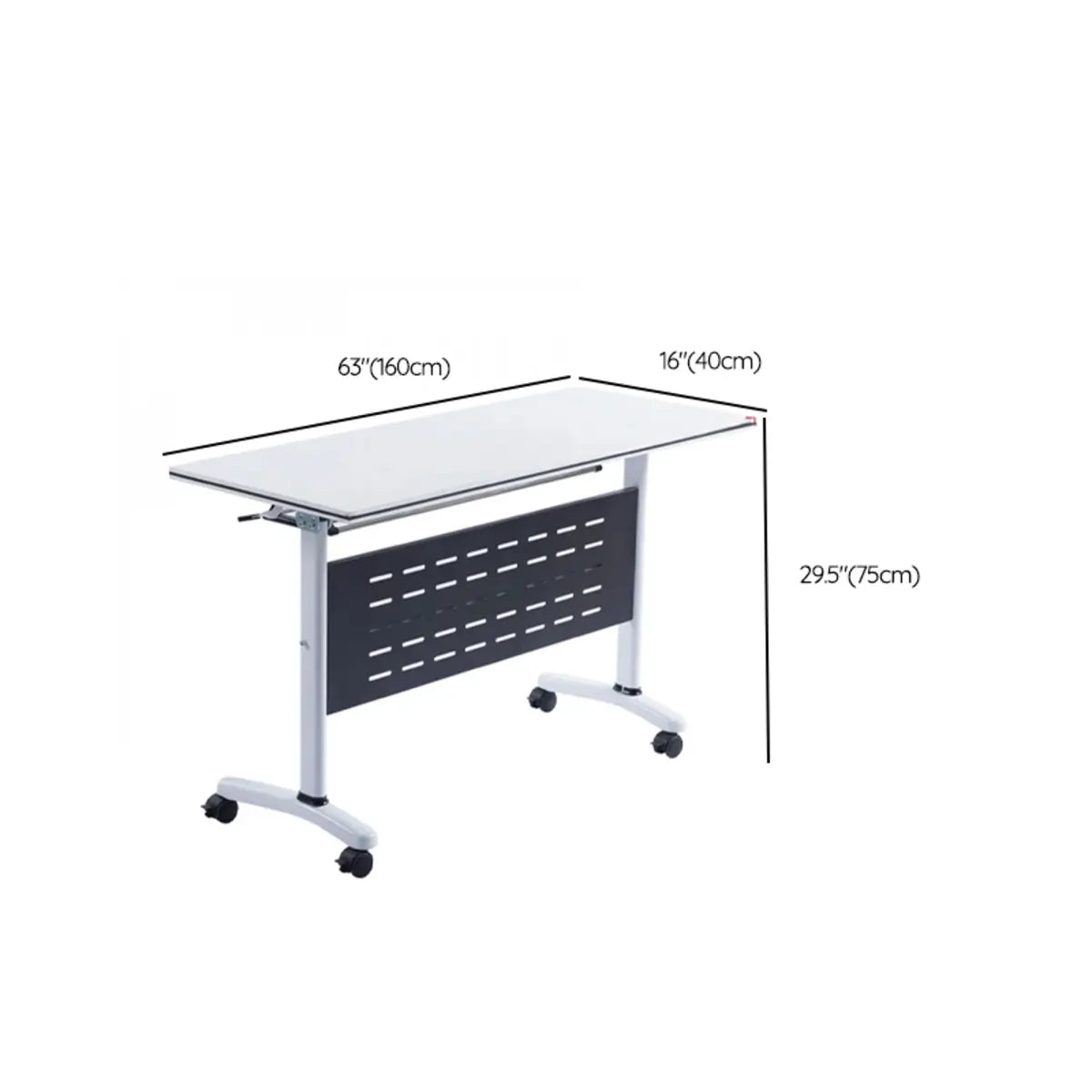 White Wood Movable Folding Exterior Shelf Computer Desk Image - 20