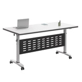 White Wood Movable Folding Exterior Shelf Computer Desk Image - 4