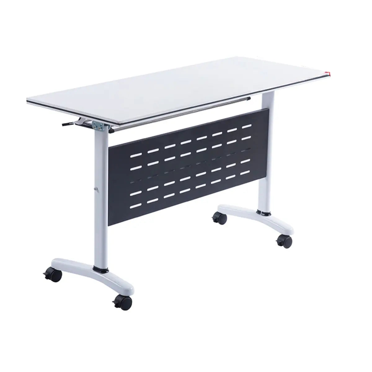 White Wood Movable Folding Exterior Shelf Computer Desk Image - 5