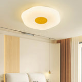 White Wood Poached Egg Shape LED Flush Mount Light Image - 3