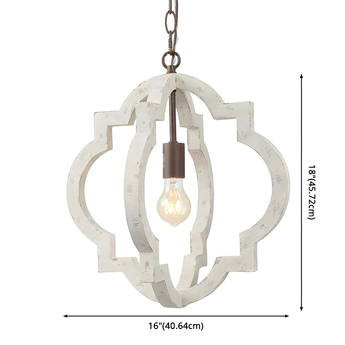 White Wood Small Candle Geometric Foyer Chandelier 