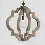 White Wood Small Candle Geometric Foyer Chandelier Image - 4