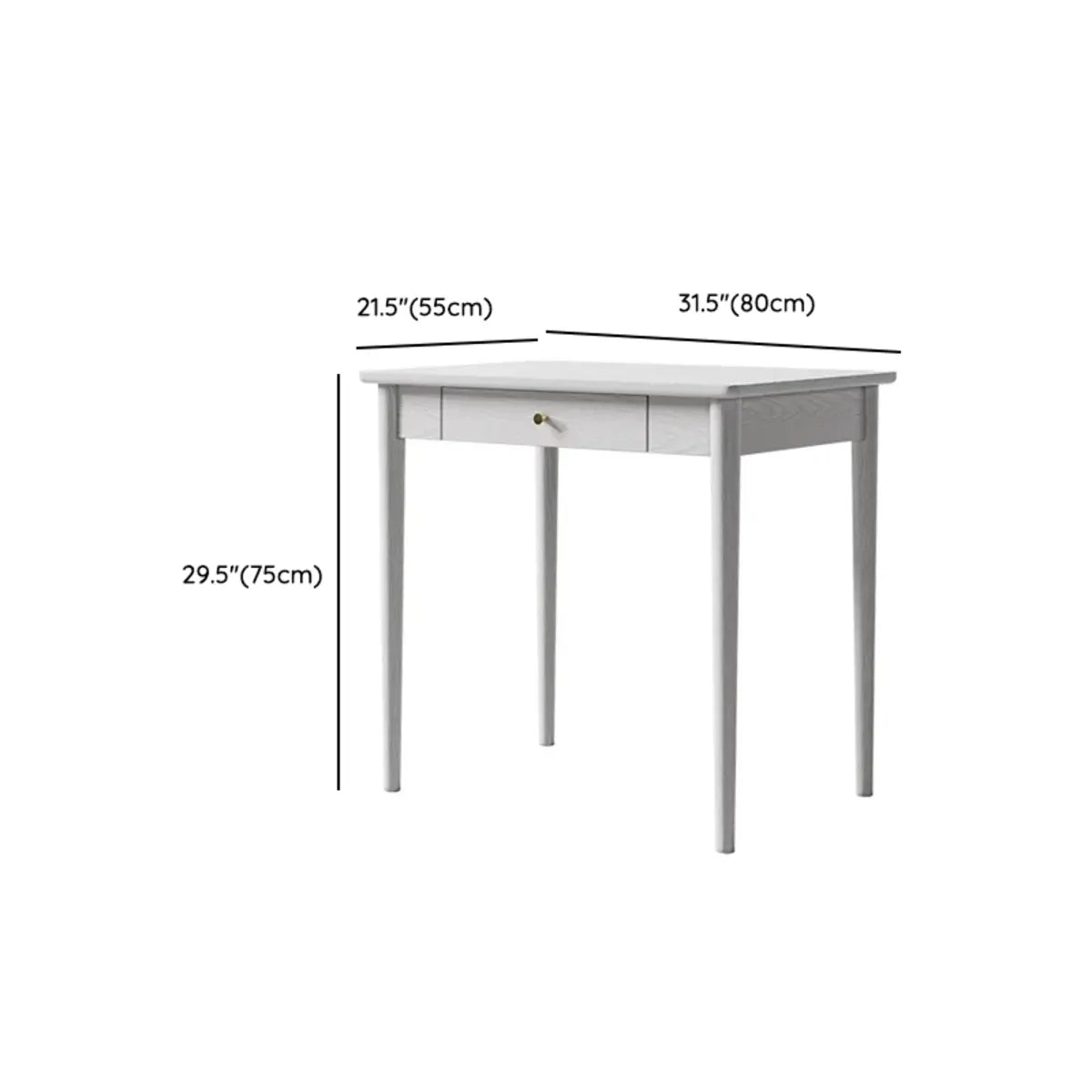 White Wood Soft Close Drawer Butcher Block Writing Desk 