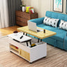 White Wood Storage Convertible Lift Top Coffee Table Image - 5