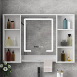 White Wood Surface Mounted Medicine Cabinet with Mirror Image - 1