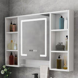 White Wood Surface Mounted Medicine Cabinet with Mirror Image - 10