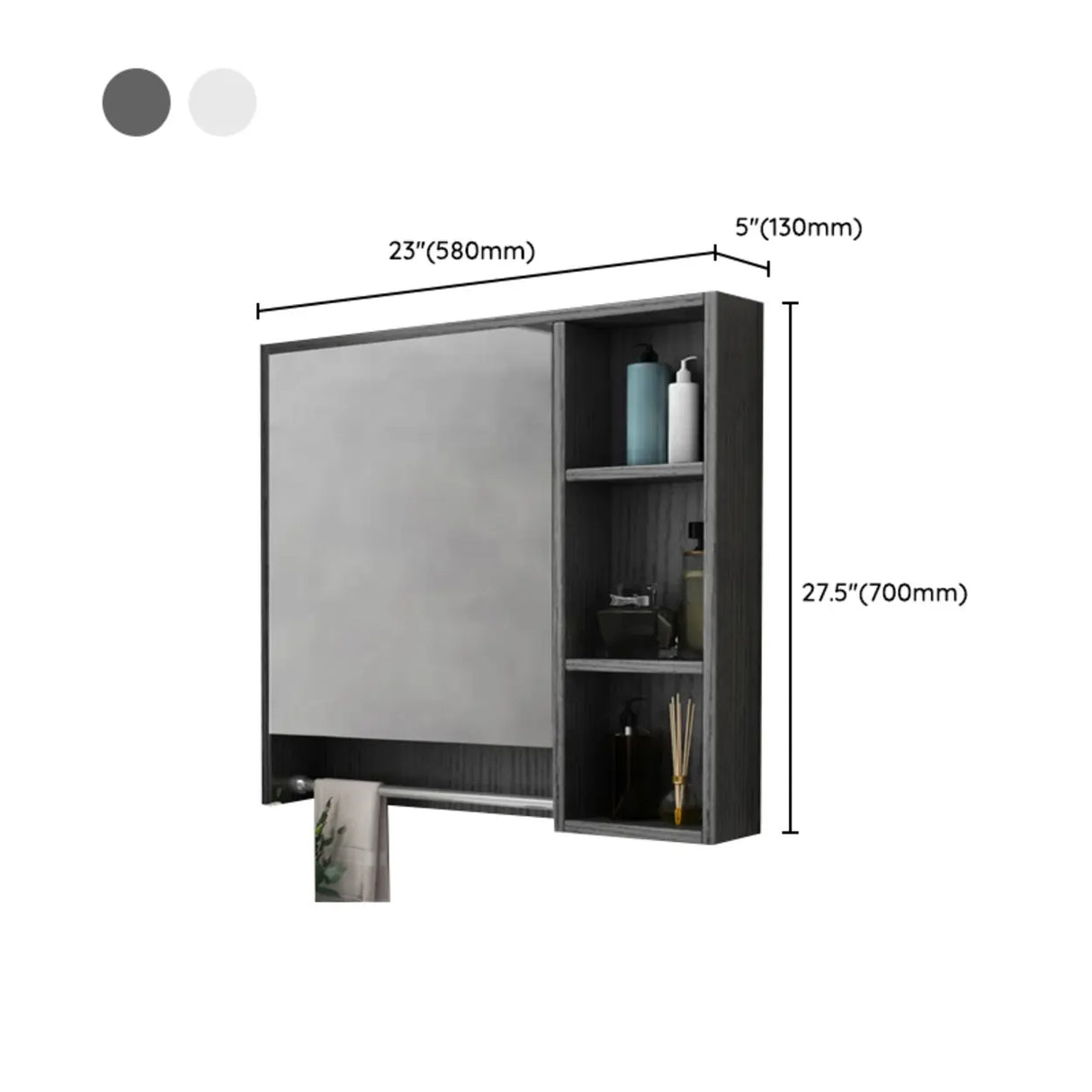 White Wood Surface Mounted Medicine Cabinet with Mirror 