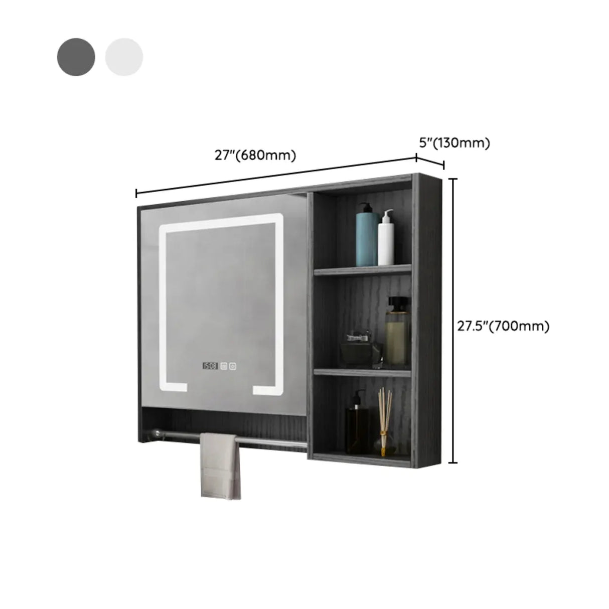 White Wood Surface Mounted Medicine Cabinet with Mirror Image - 20