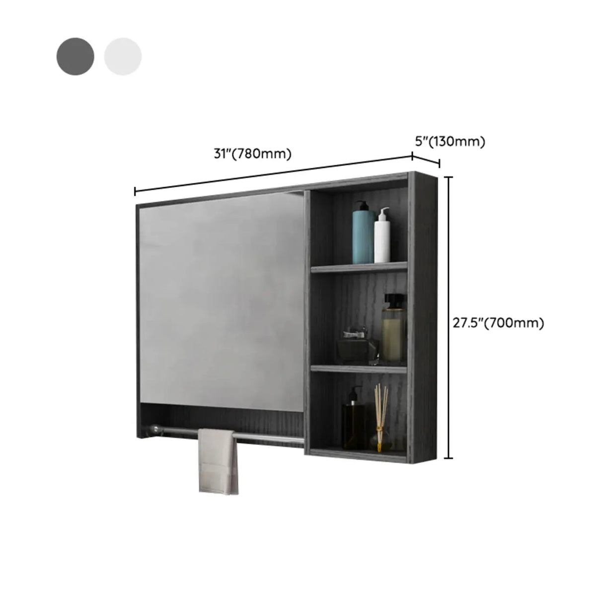 White Wood Surface Mounted Medicine Cabinet with Mirror Image - 21