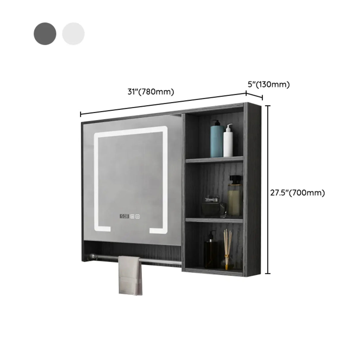 White Wood Surface Mounted Medicine Cabinet with Mirror Image - 22