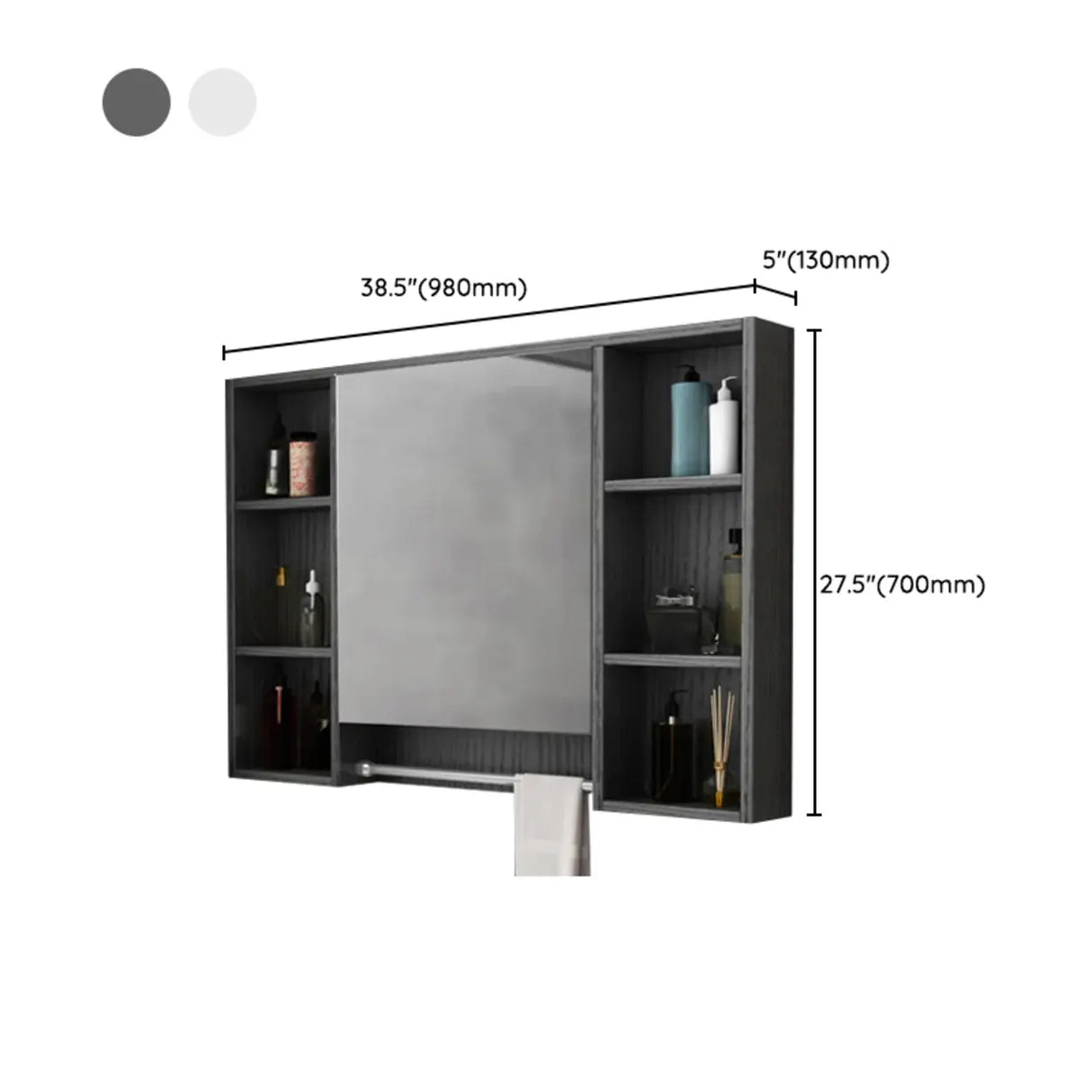 White Wood Surface Mounted Medicine Cabinet with Mirror Image - 25