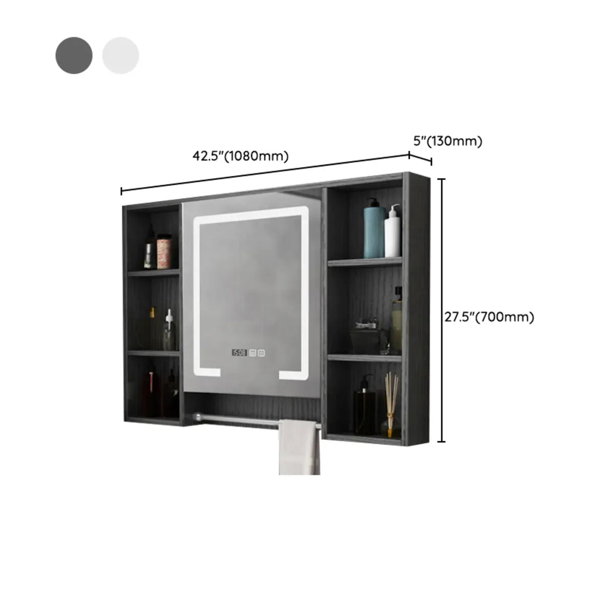 White Wood Surface Mounted Medicine Cabinet with Mirror Image - 28