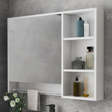 White Wood Surface Mounted Medicine Cabinet with Mirror Image - 3