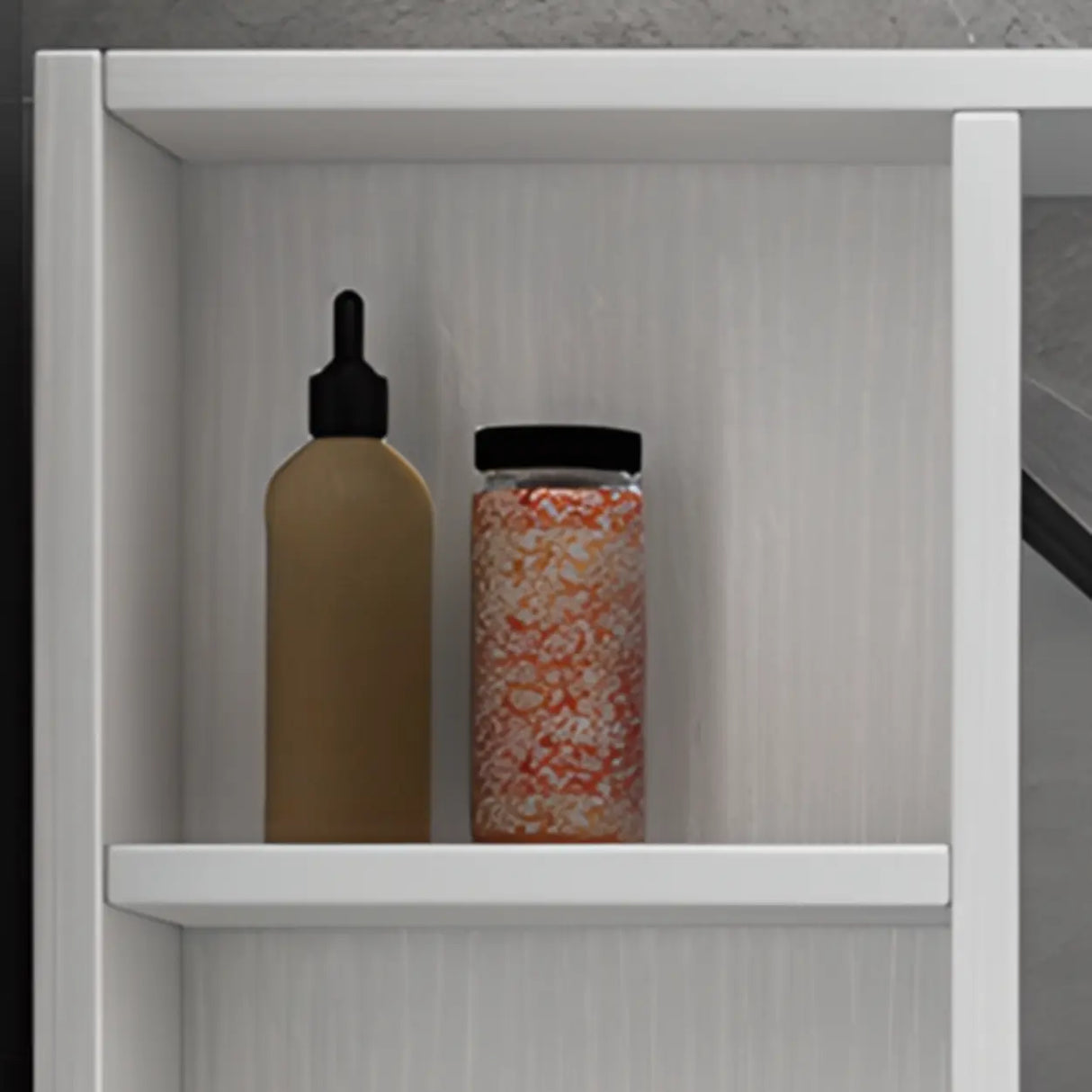 White Wood Surface Mounted Medicine Cabinet with Mirror Image - 8