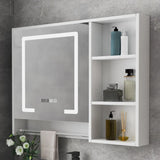 White Wood Surface Mounted Medicine Cabinet with Mirror Image - 9