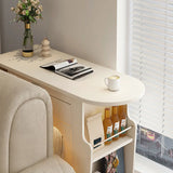 White Wood Swivel Adjustable Height Storage End Table Image - 10