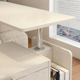 White Wood Swivel Adjustable Height Storage End Table Image - 11