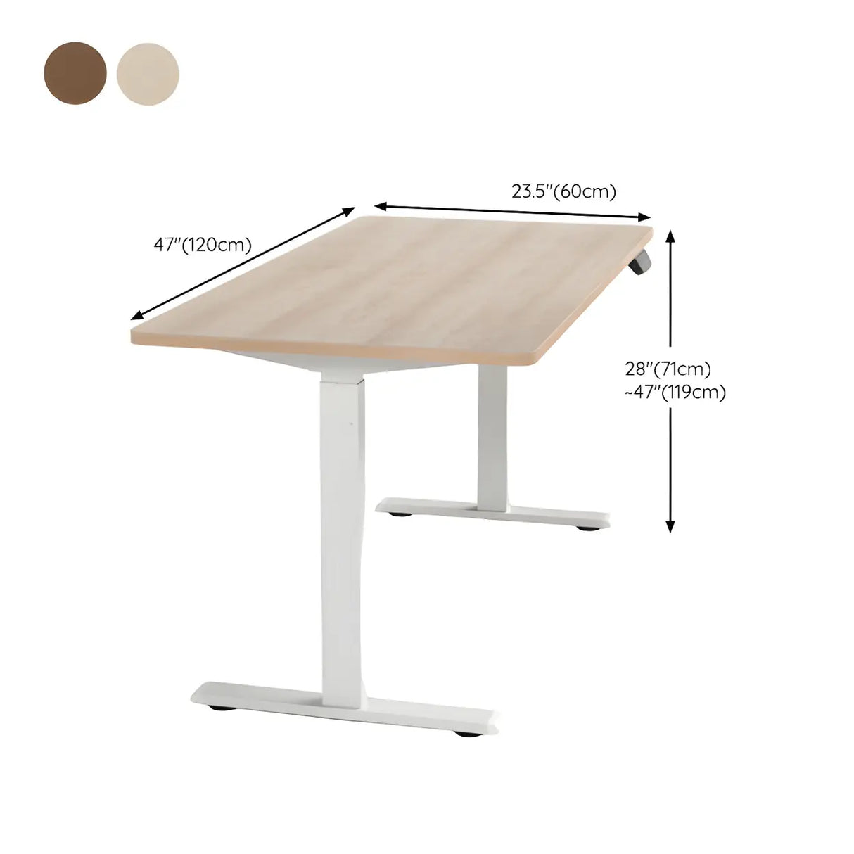 White Wood Top Adjustable Iron T-Shape Standing Desk 