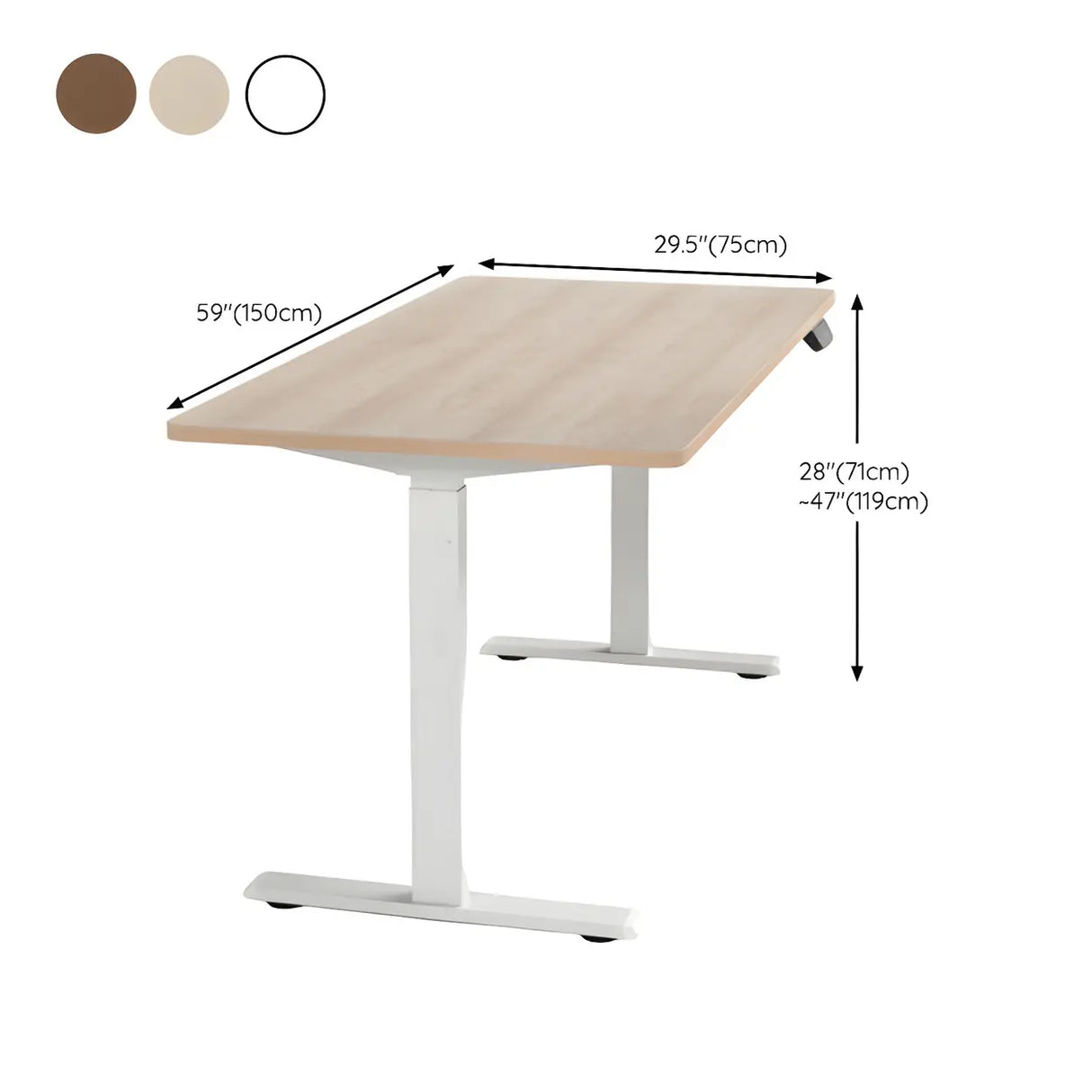 White Wood Top Adjustable Iron T-Shape Standing Desk Image - 9