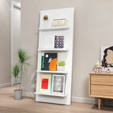 White Wood Vertical Modern Leaning Display Bookcase Image - 11