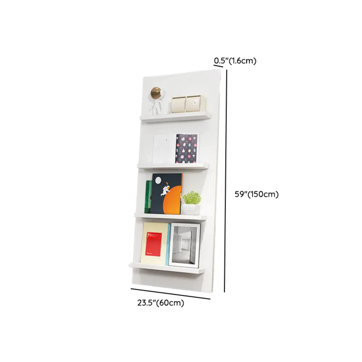 White Wood Vertical Modern Leaning Display Bookcase Image - 19