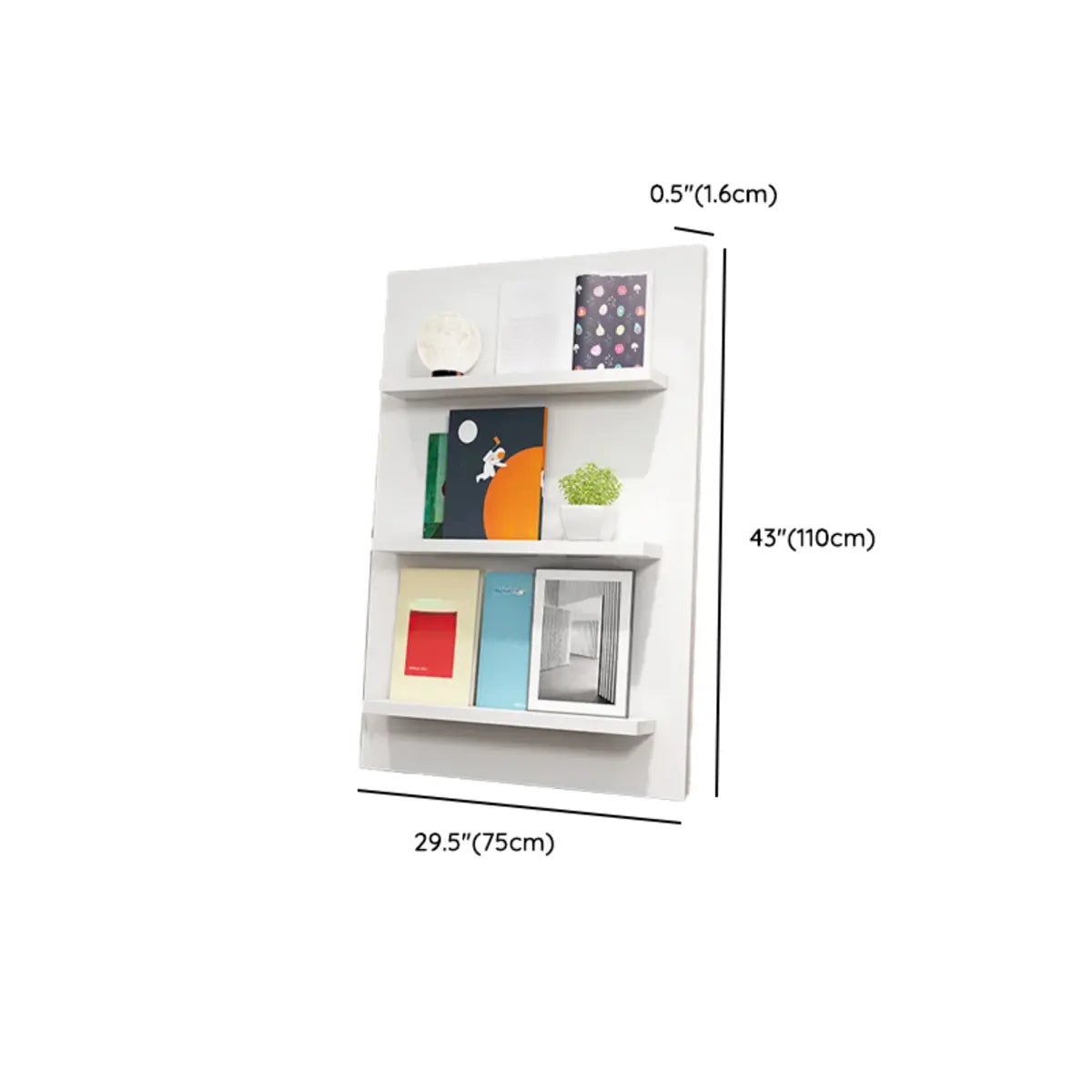 White Wood Vertical Modern Leaning Display Bookcase Image - 22