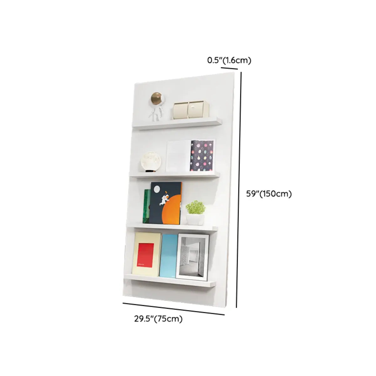 White Wood Vertical Modern Leaning Display Bookcase Image - 23