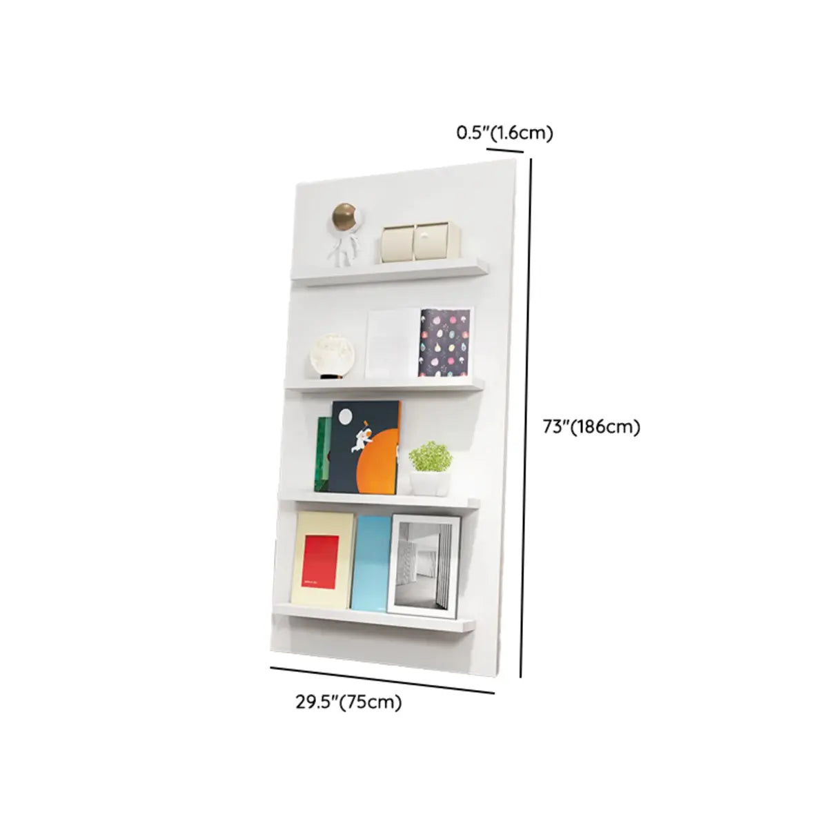 White Wood Vertical Modern Leaning Display Bookcase Image - 24