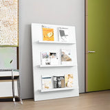 White Wood Vertical Modern Leaning Display Bookcase Image - 6