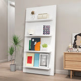 White Wood Vertical Modern Leaning Display Bookcase Image - 7