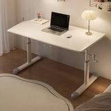 White Wooden Adjustable Height T-Shape Writing Desk Image - 11