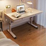 White Wooden Adjustable Height T-Shape Writing Desk Image - 15